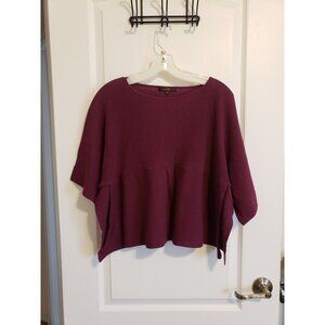 Esche purple, short sleeve,  ribbed, peplum hem, cropped sweater, size 42 / L